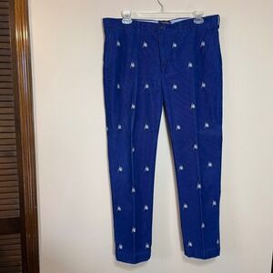 Ralph Lauren Rugby Mens Blue Corduroy Embroidered Lion Crest Pants Size 38 x 30